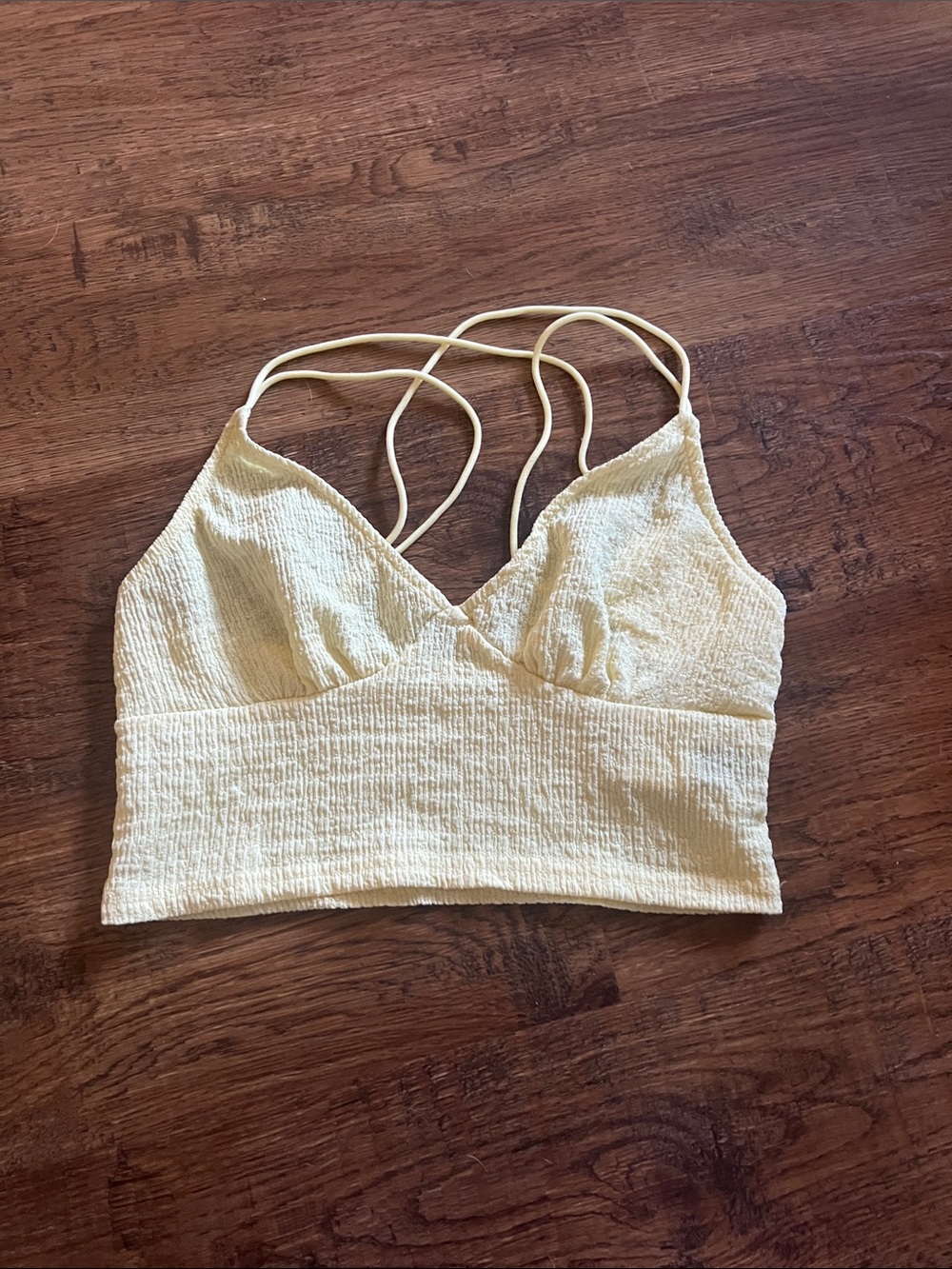 SHEIN Cream Textured Strappy Crop Camisole